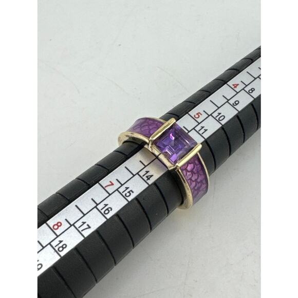 Estate Michelle Albala Sterling Amethyst Ring Sz 6 - Picture 4 of 4